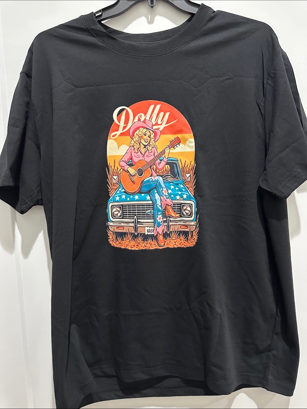 Ash Black Tee with Colorful Dolly Graphic